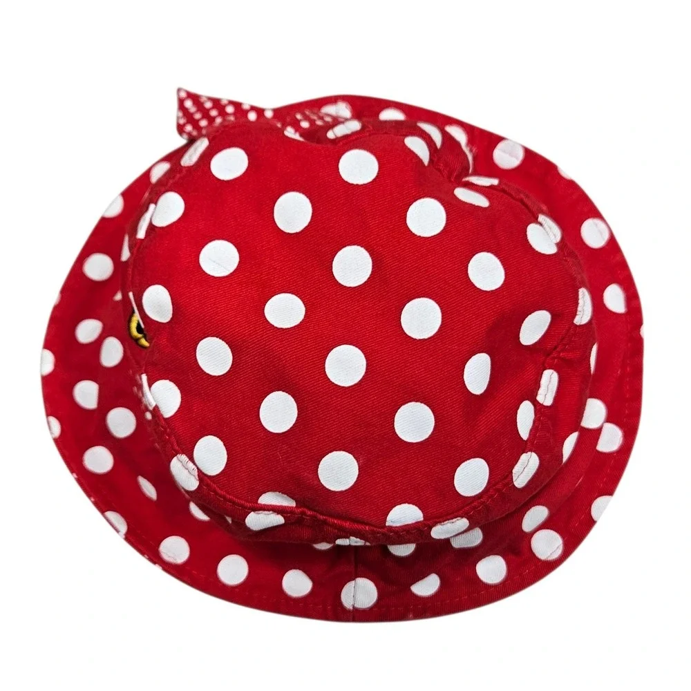 Disney Parks Minnie‎ Mouse Red White Polka Dot Bucket Hat Bow Authentic Original